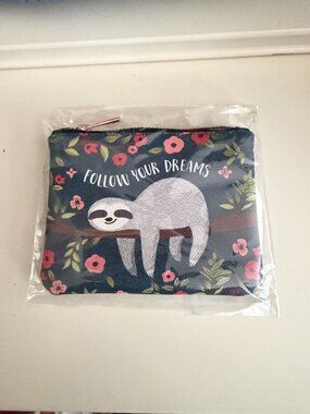NWT Studio Oh! Coin Purse Wallet Sloth "Follow Your Dreams" Navy